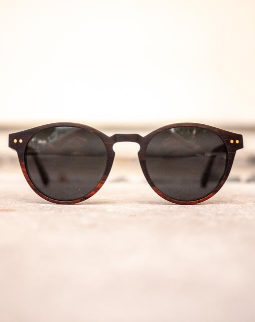 Dark Walnut Round Wood Sunglasses