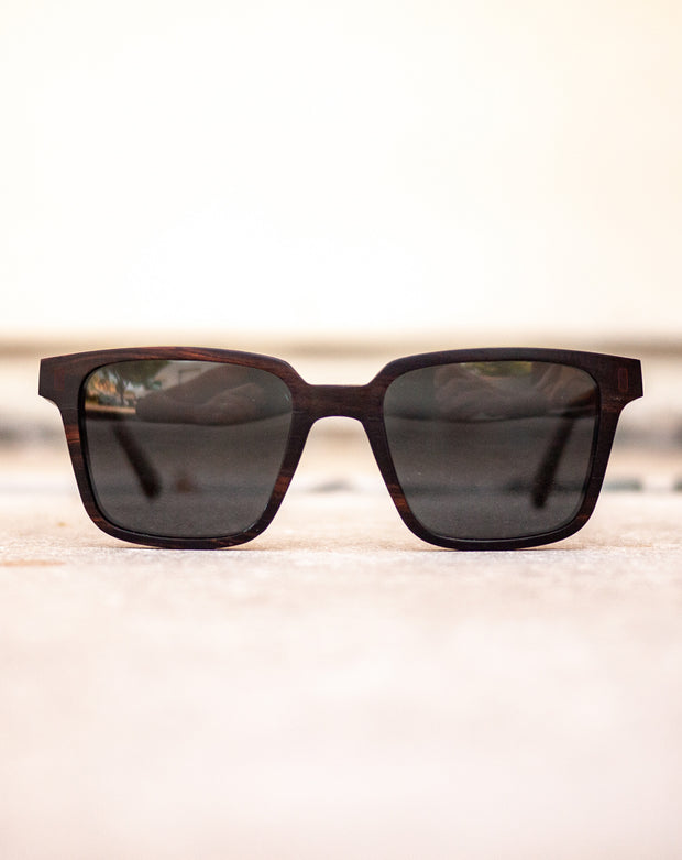Dark Walnut Square Wood Sunglasses