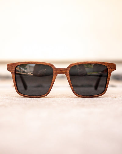 Light Walnut Square Wood Sunglasses