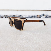 Low profile Light Walnut Square Wood Sunglasses