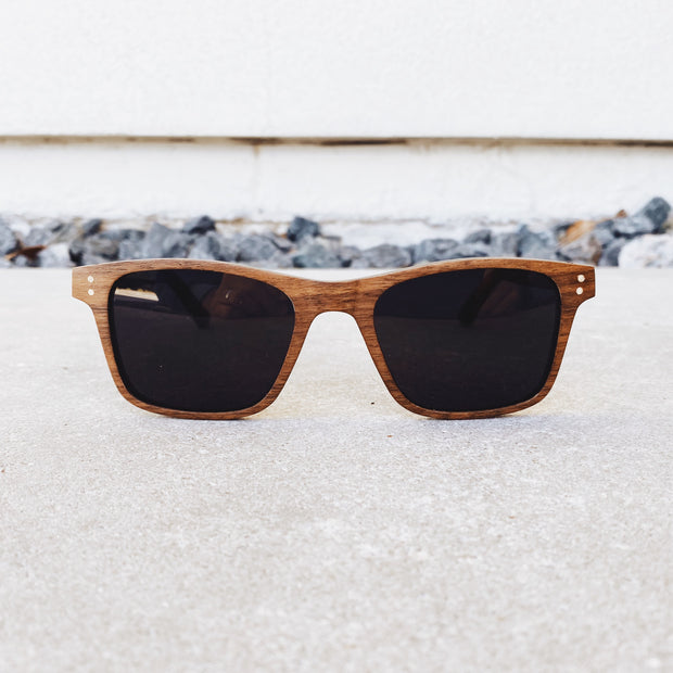 Low profile Light Walnut Square Wood Sunglasses