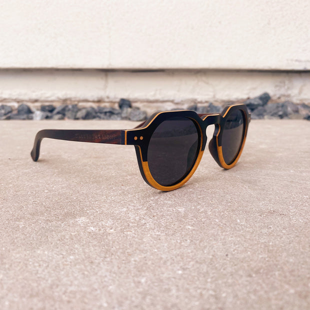Split Walnut Maple Square Rounded Wood Sunglasses