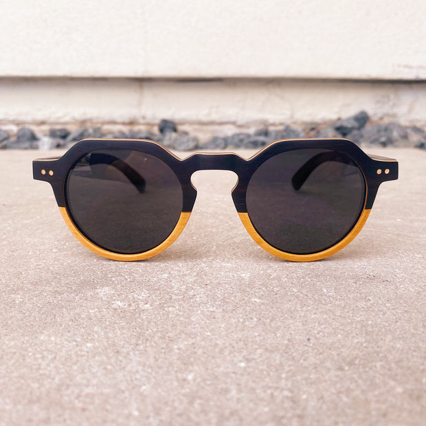 Split Walnut Maple Square Rounded Wood Sunglasses