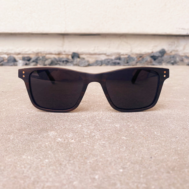 Low profile Dark Walnut Square Wood Sunglasses