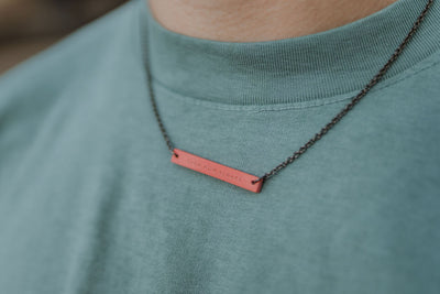 Then, Now, Always Bar Necklace - Coral