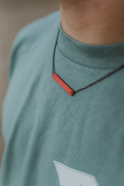 Then, Now, Always Bar Necklace - Coral